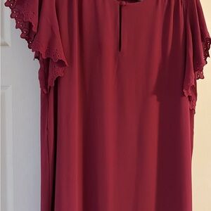 Women's Embroidered Flutter Sleeve dress fuscia -